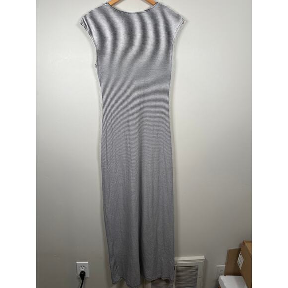 Theory Dress Front Knot Twist Striped Black White Size M Maxi Sleeveless Stretch - Picture 6 of 8